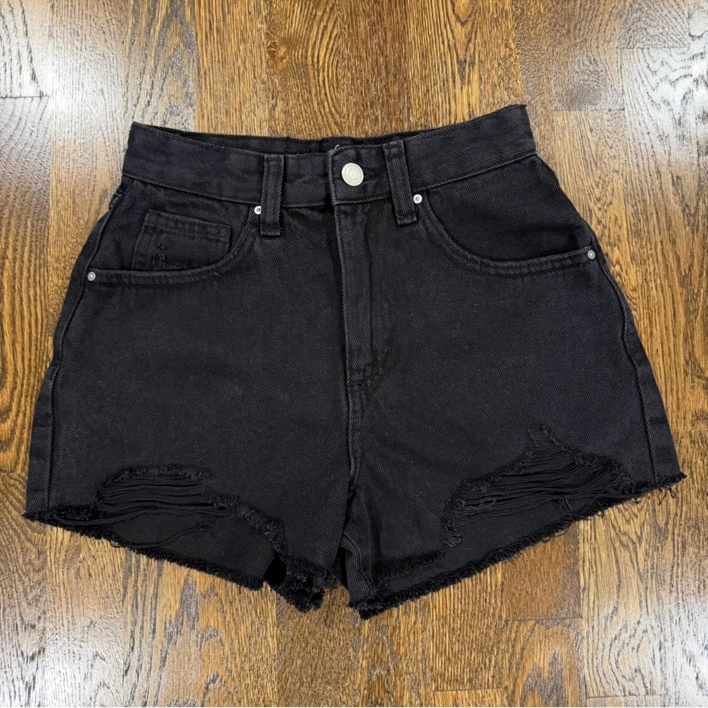 Cotton on Black Denim High Rise Mom Shorts Size 2
